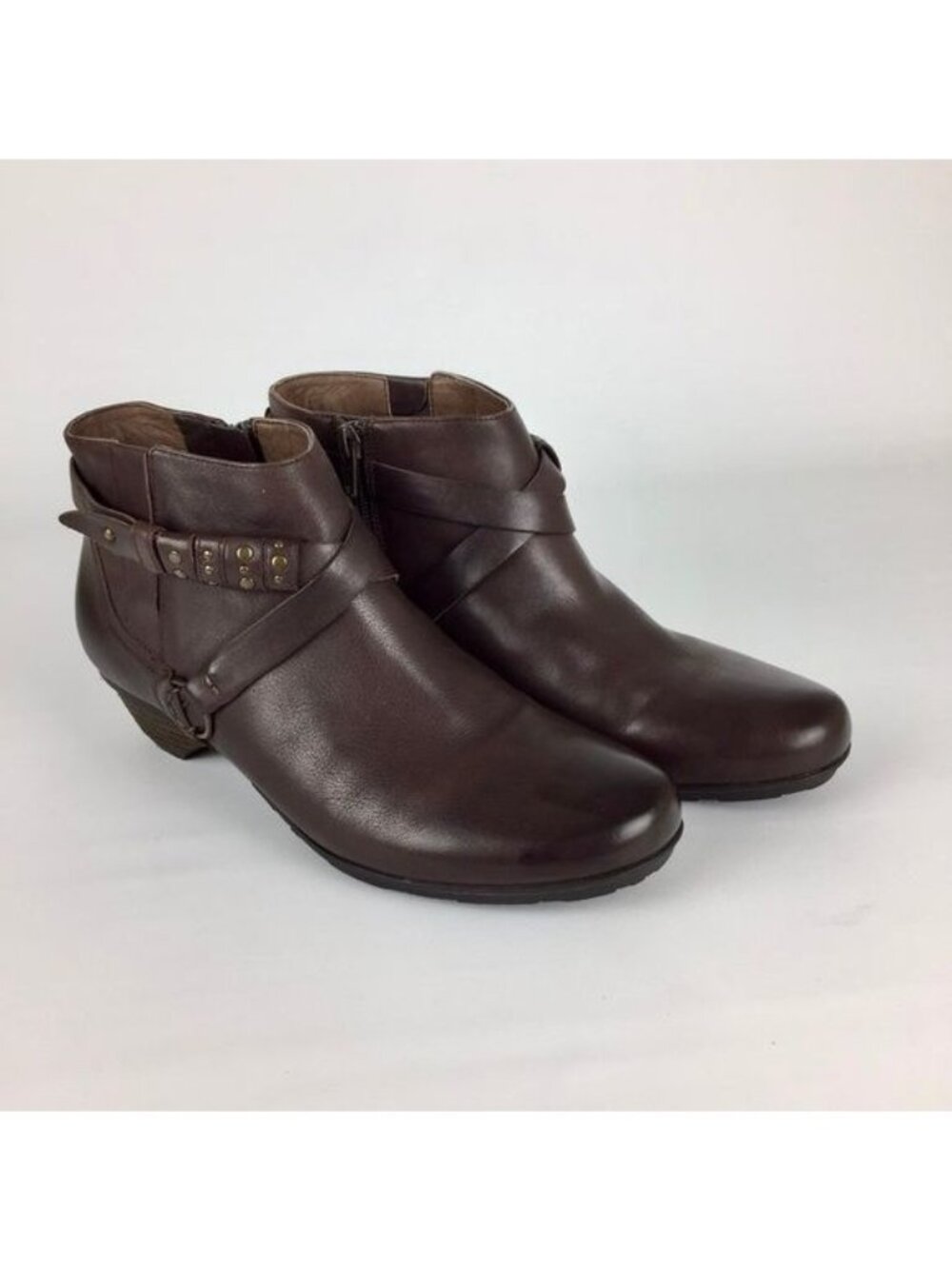 Abeo Womens Nancy Neutral Zip Ankle Boot Brown Leather Comfort Orthotic size 8